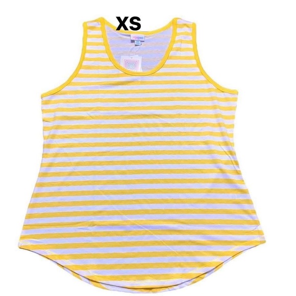 LuLaRoe Yellow and White Striped Tank Top - Picture 1 of 12